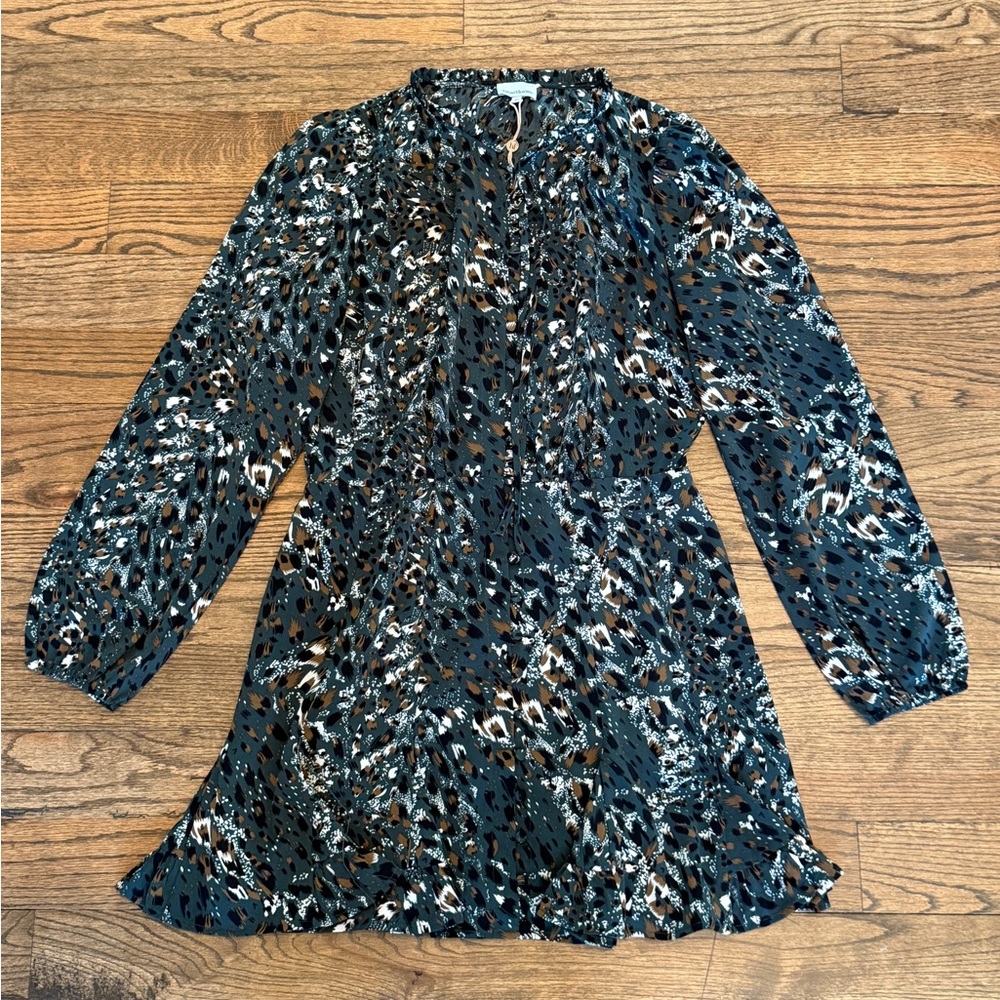 Heartloom Animal Print Long Sleeve Mini Dress – Size Large, Chic & Flowy